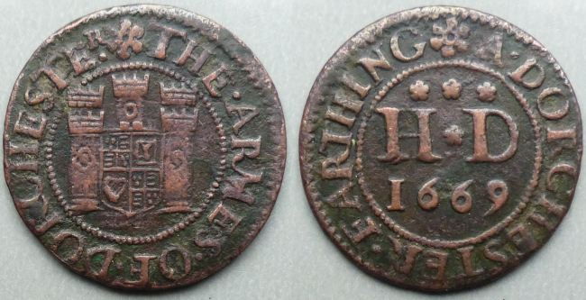 Dorchester, town issue 1669 farthing N888